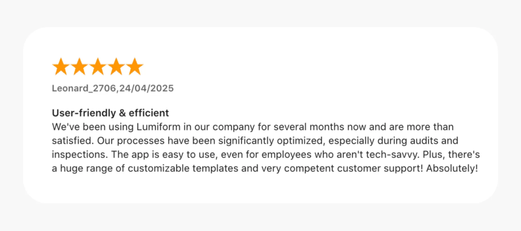Lumiform iOS mobile app reviw