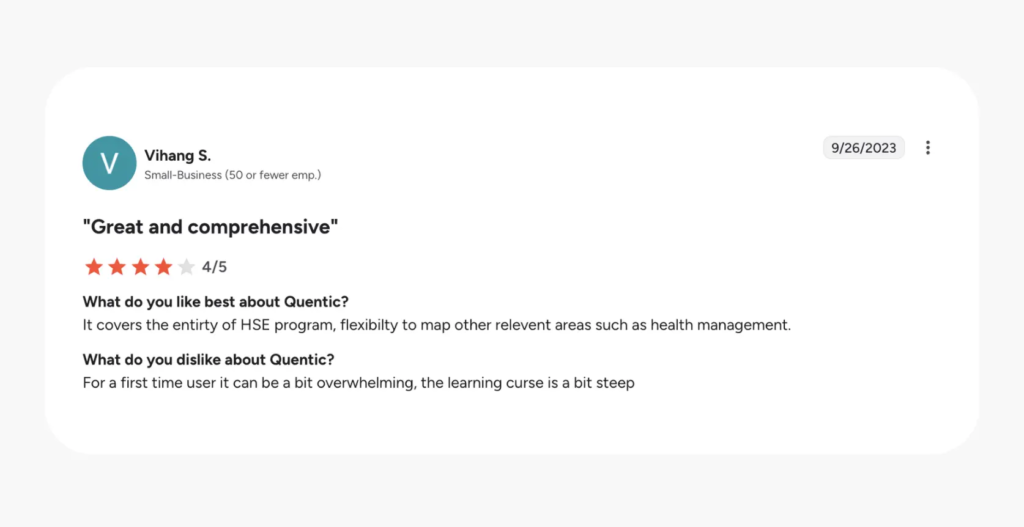 ease of use - g2 quentic
